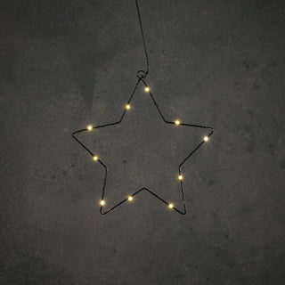 Edelman star nero bianco caldo 10led a batteria - d25cm | 6 pezzi