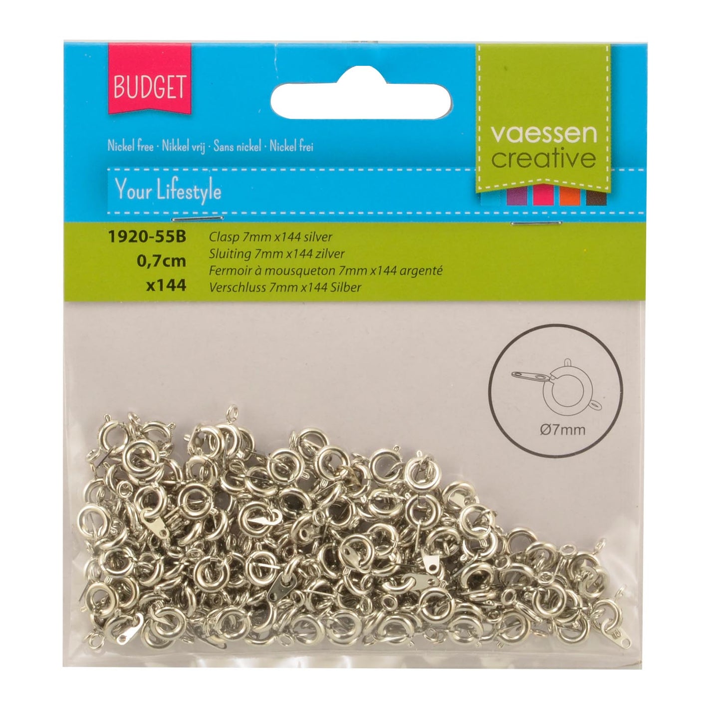 Vaessen creative • chiusura 7 mm 144 pezzi argento
