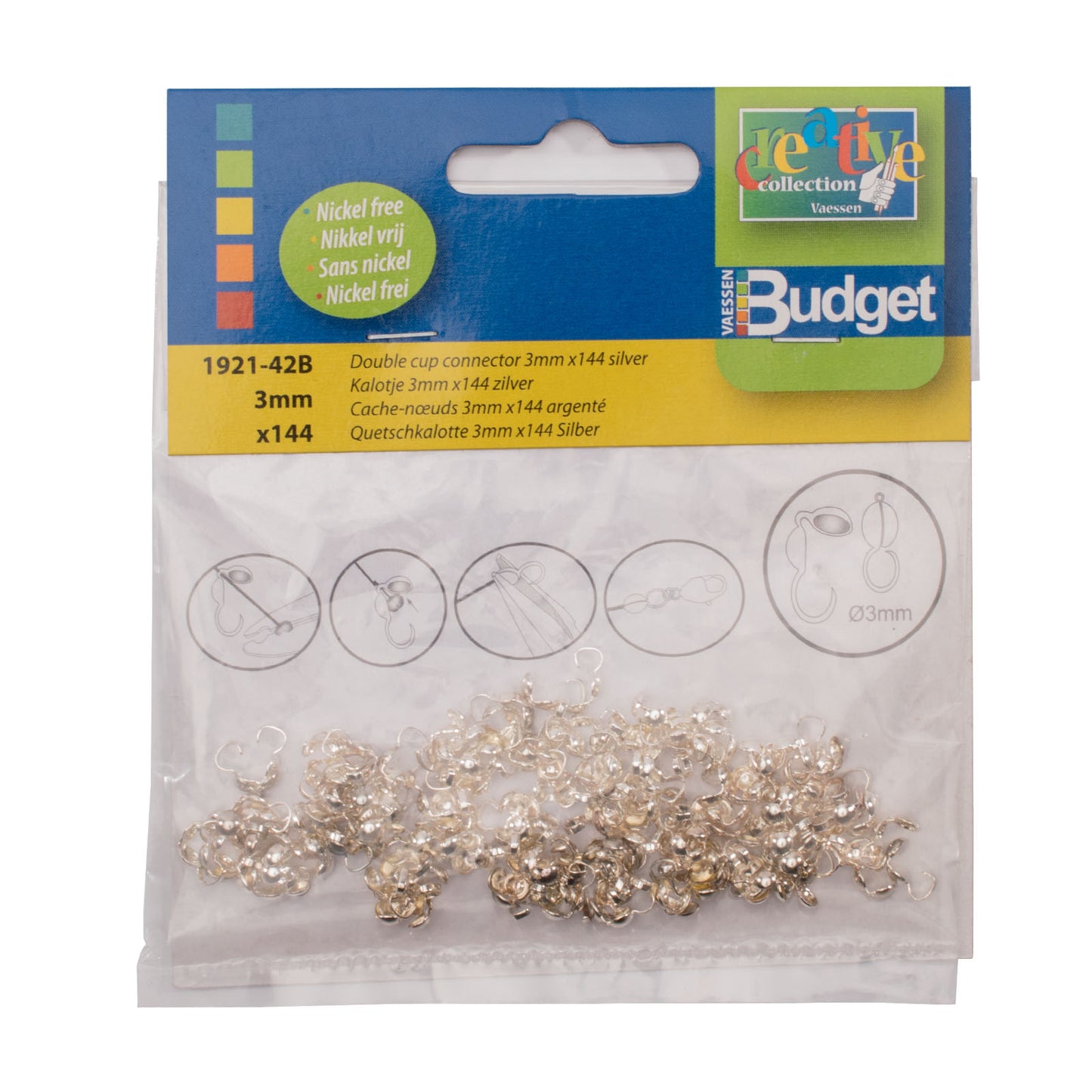 Vaessen creative • calotta cranica 3 mm 144 pezzi argento