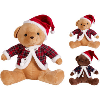 Orso con cappello da Babbo Natale 35cm 3ass