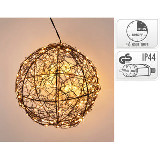 Sfera con LED in metallo nero 18 cm