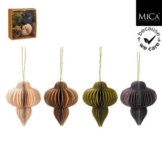 Ornamento cipolla drop off bianco d.verde beige viola 4 pezzi fsc mix - h10xp8cm | 4 pezzi