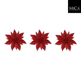 Clip Edelman stella di Natale rossa 3 pezzi - h3xp10cm | 4 pezzi