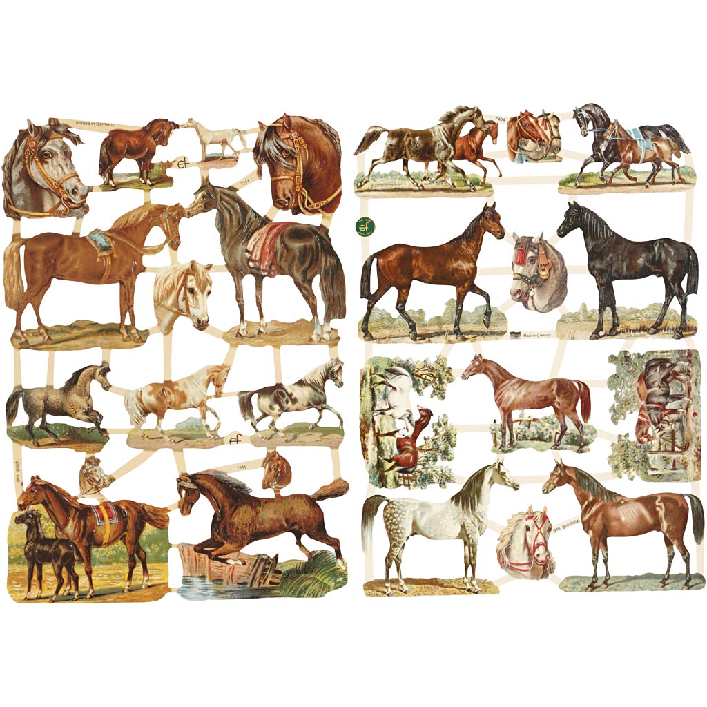 Creativ company cuadros vintage, caballos, hoja 16,5x23,5 cm, 2 hojas 1 caja