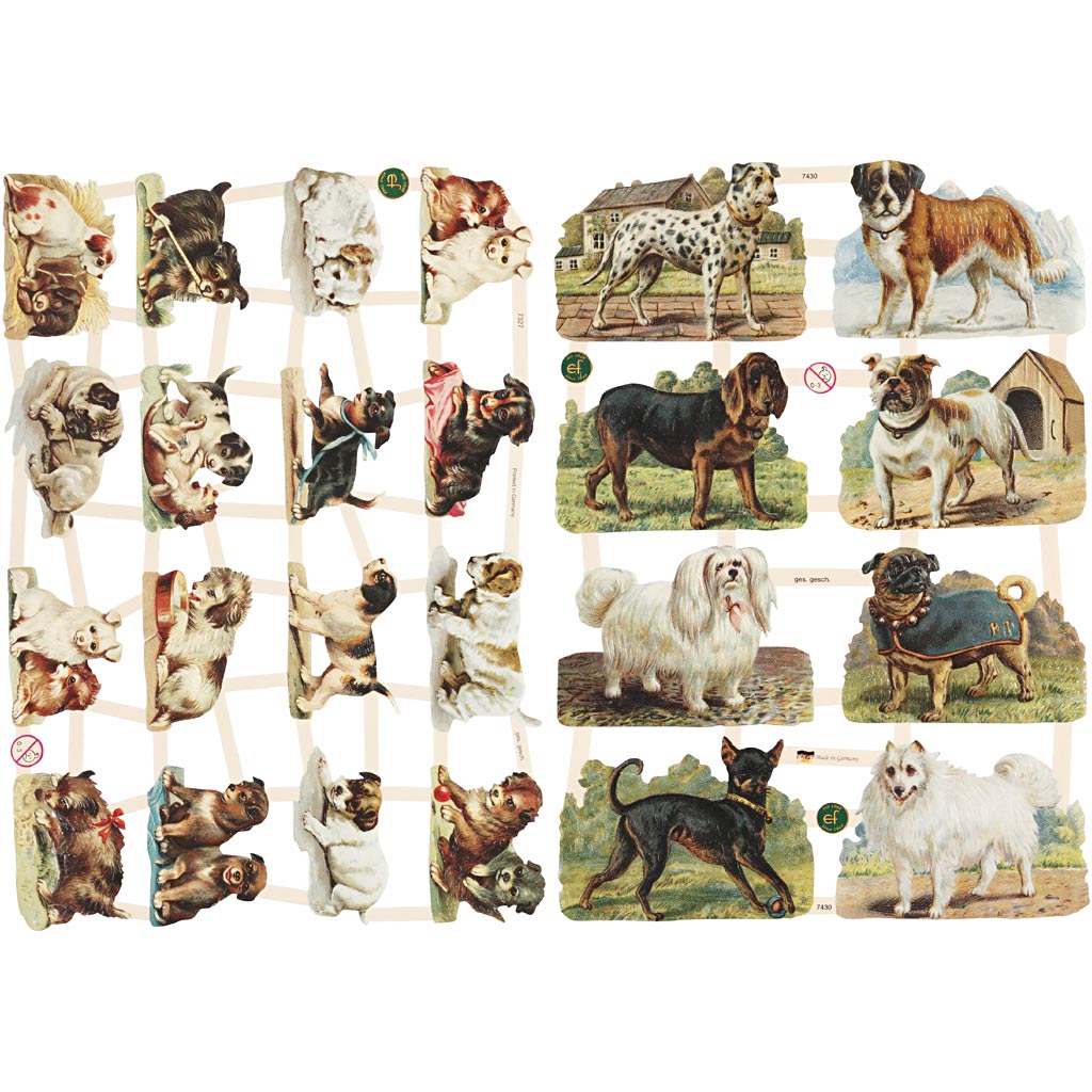 Creativ company cuadros vintage, perros, hoja 16,5x23,5 cm, 2 hojas 1 caja
