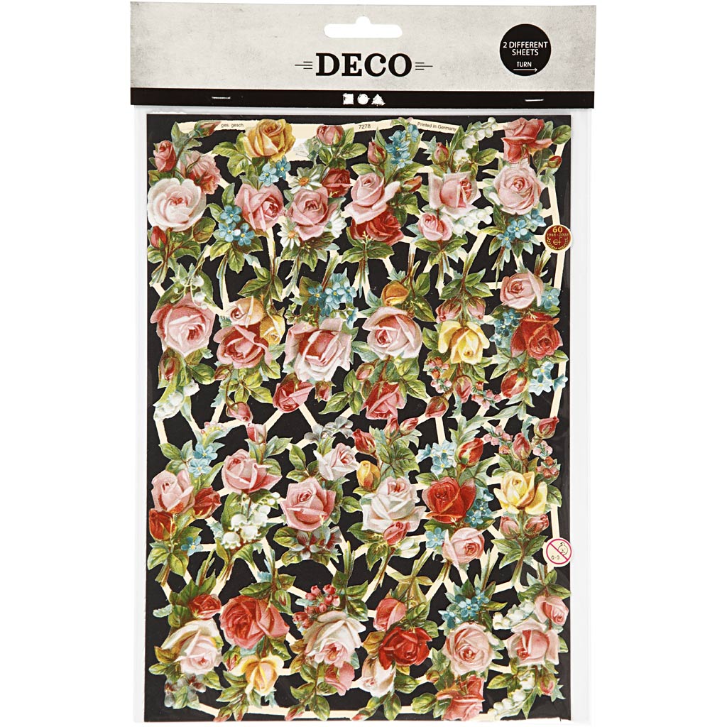 Creativ company cuadros vintage, flores pequeñas, hoja 16,5x23,5 cm, 2 hojas 1 caja