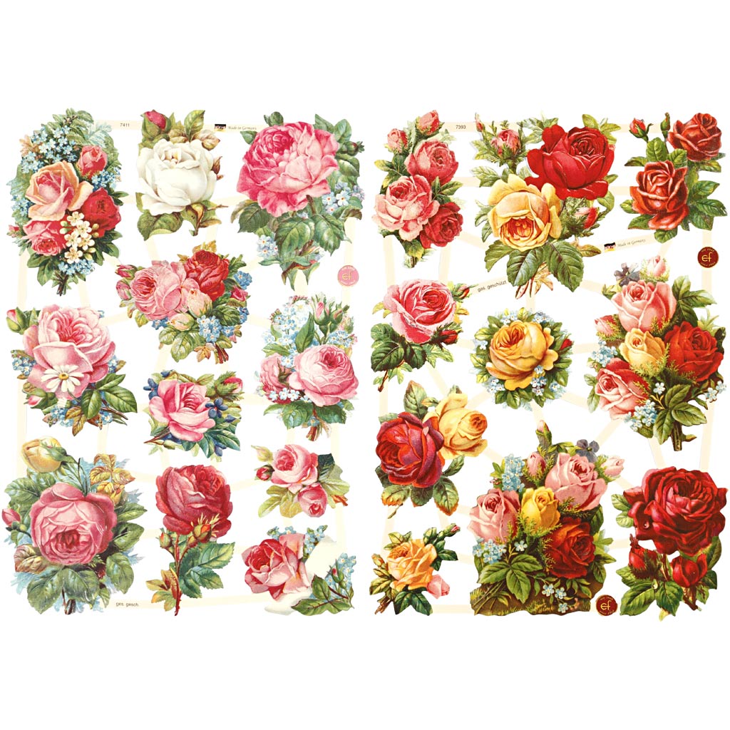 Creativ company quadri vintage, rose, foglio 16,5x23,5 cm, 2 fogli 1 scatola