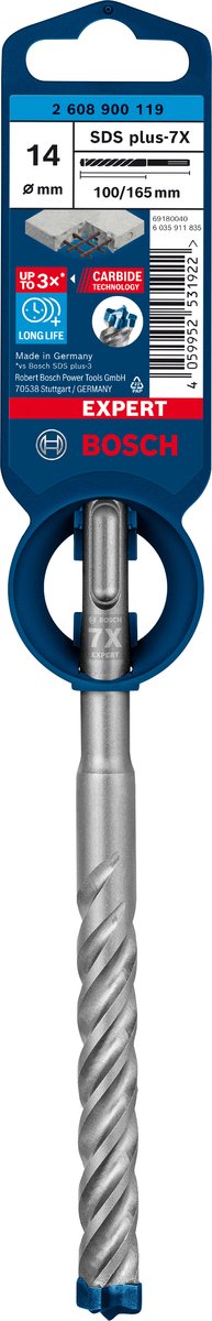 Bosch accesorios experto taladro percutor sds plus-7x 14 x 100 x 165 mm - 1 pieza(s) - 2608900119