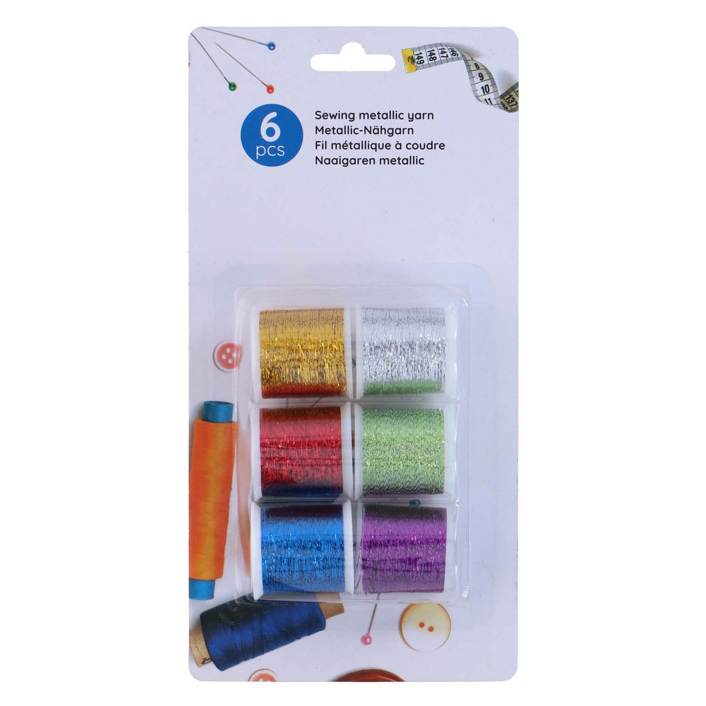 Filo da cucito metallizzato, 6 pz.