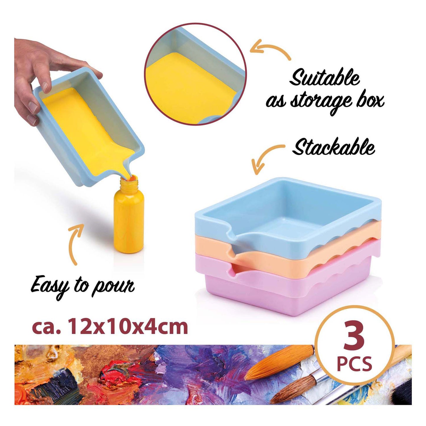 Tavolozza di miscelazione della vernice, 3 pz.