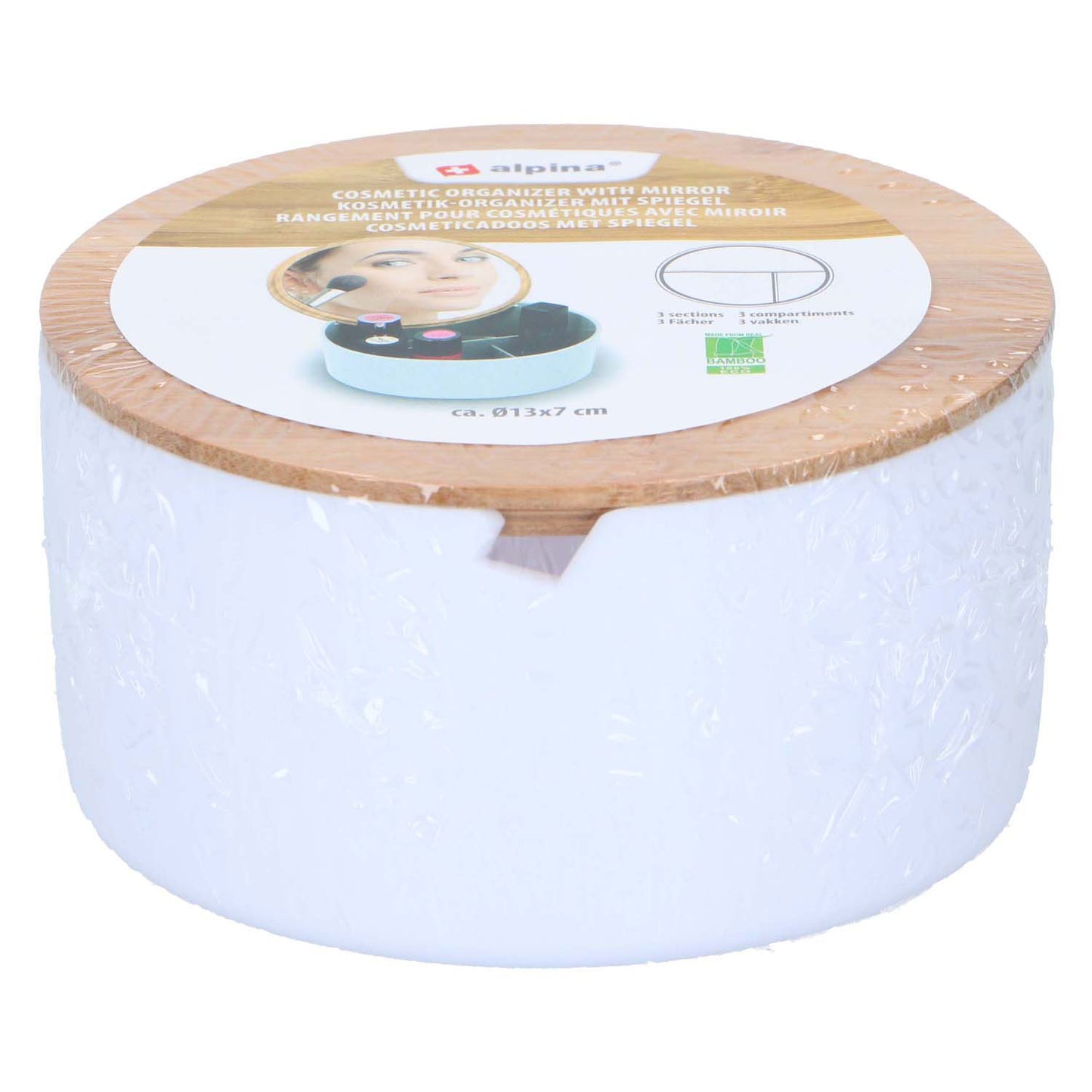 Organizador de maquillaje y espejo.