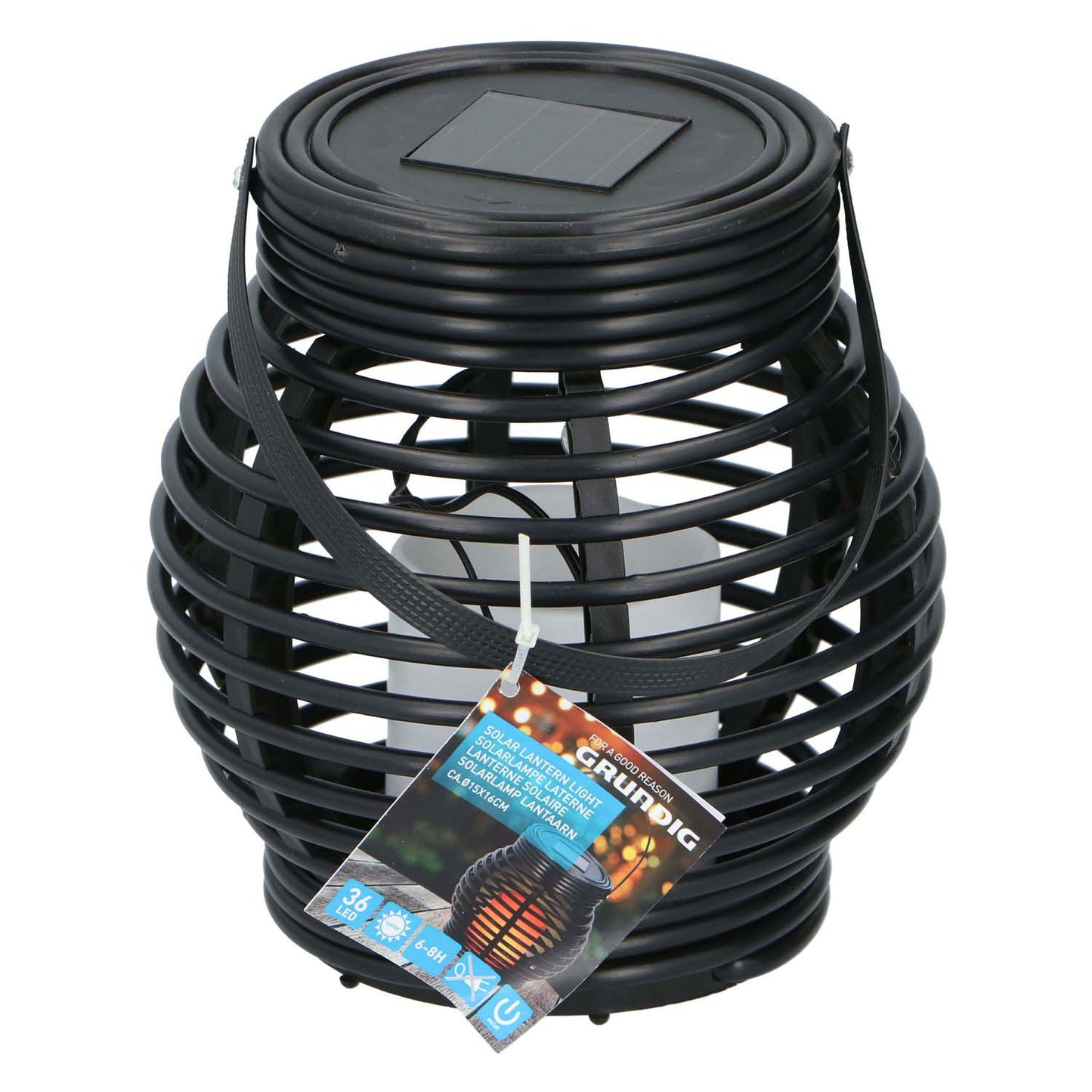 Grundig grundig lanterna led soloar 15x16 cm nera