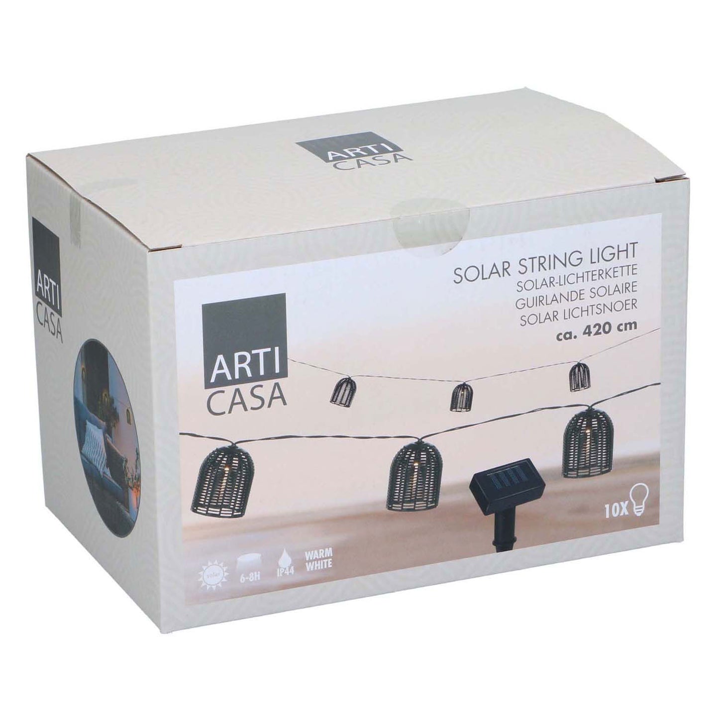 Cavo di luce solare nero, 420 cm