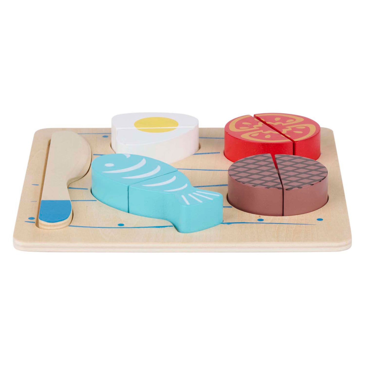 Puzzle da taglio in legno carne pesce - 9 pezzi.