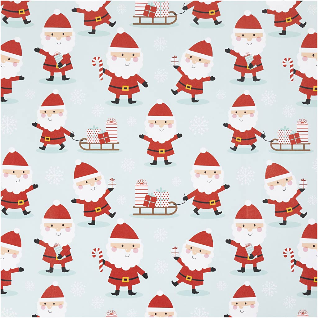 Papel de regalo de empresa Creativ, Papá Noel con trineo, A: 50 cm, 80 gr, verde menta, 100 m 1 rollo