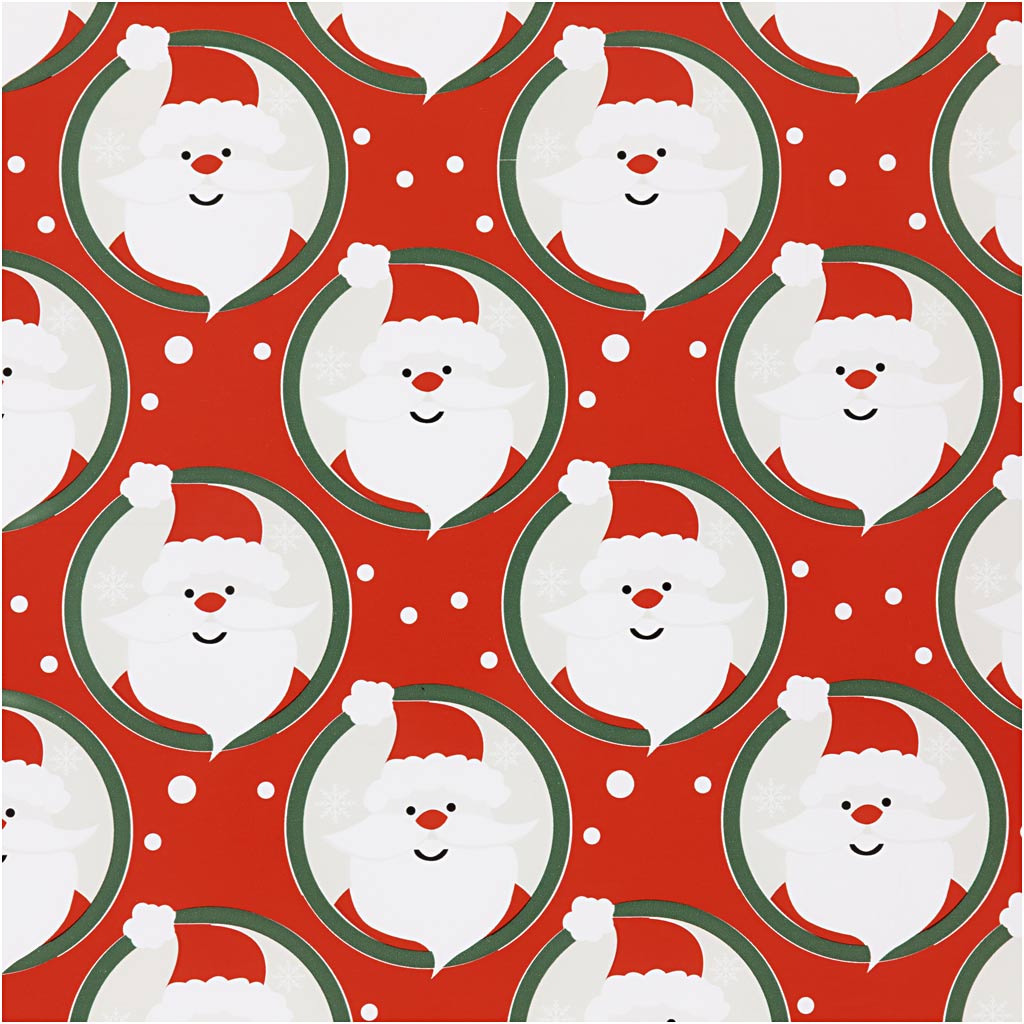 Papel de regalo Creativ company, Papá Noel, ancho: 50 cm, 80 gr, rojo, 5 m 1 rollo