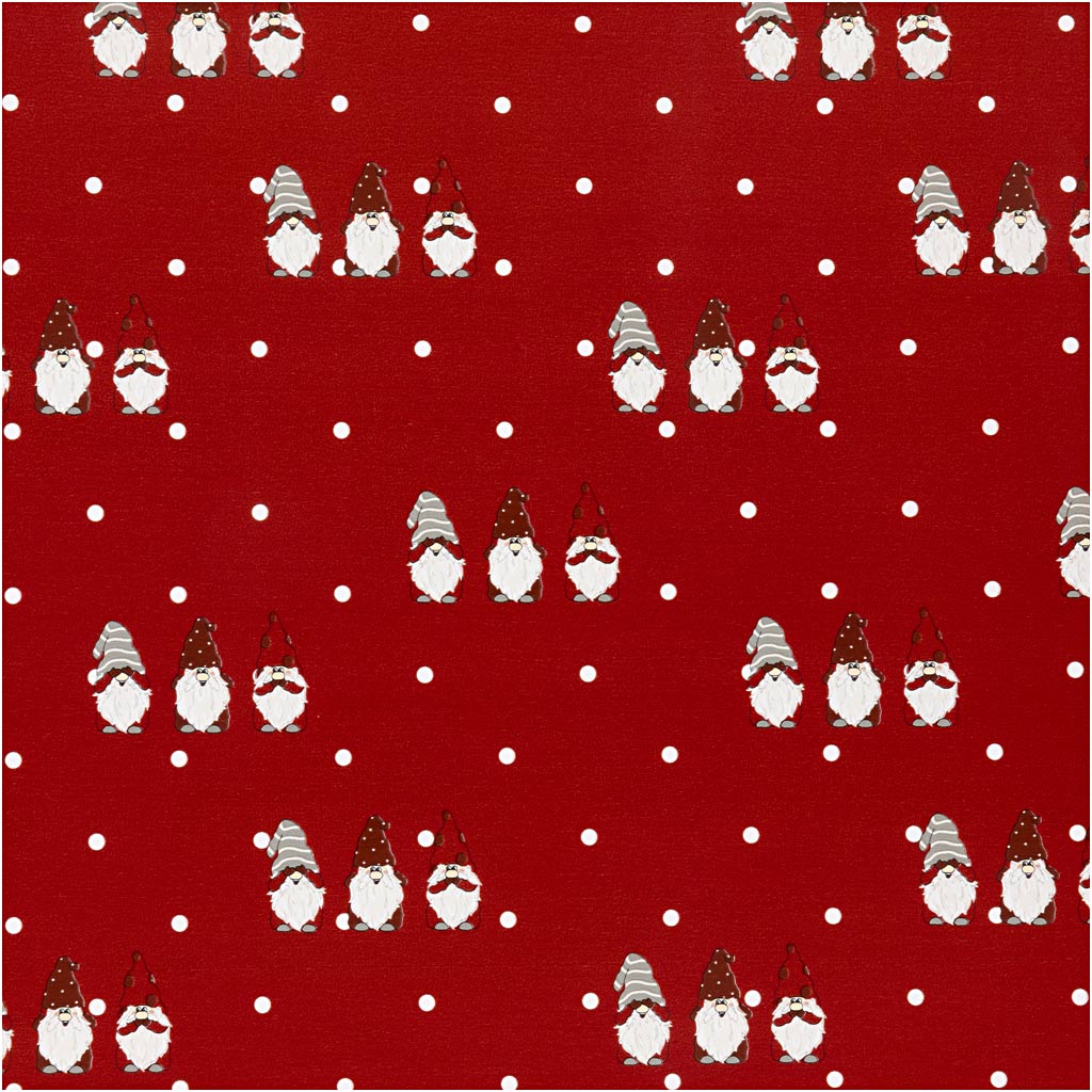 Carta da regalo Creativ Company, gnomo natalizio scandinavo, l: 50 cm, 80 gr, rosso, 5 m 1 rotolo