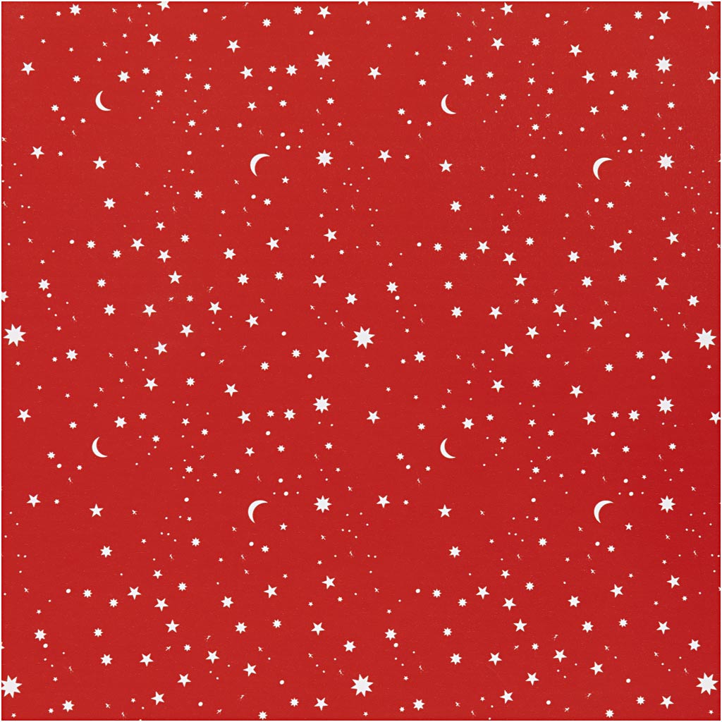 Papel de regalo Creativ company, estrellas y lunas, ancho: 50 cm, 80 gr, rojo oscuro, 100 m 1 rollo