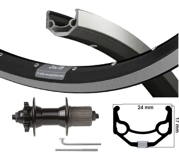 Rueda trasera KGS 26 pulgadas (559) ZAC19 Cassette de plata SW 8 9 interrupciones de disco