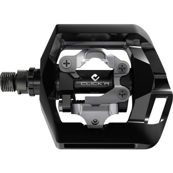 Shimano pedaalset click'r t421 platform + enkelzijdig spd met sm-sh56 plaatjes - zwart