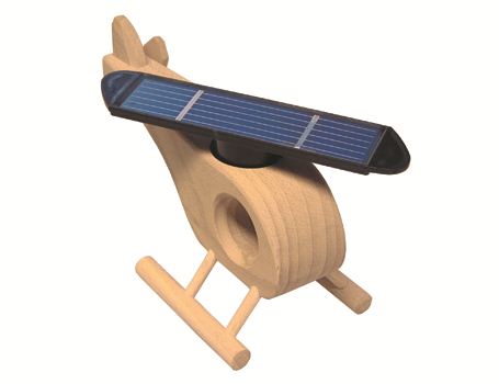 Helicóptero de madera Solexpert con panel solar natural