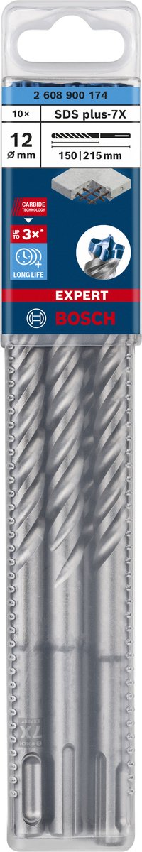 Trapano a percussione Bosch expert sds plus-7x 12 x 150 x 215 mm, 10 pezzi