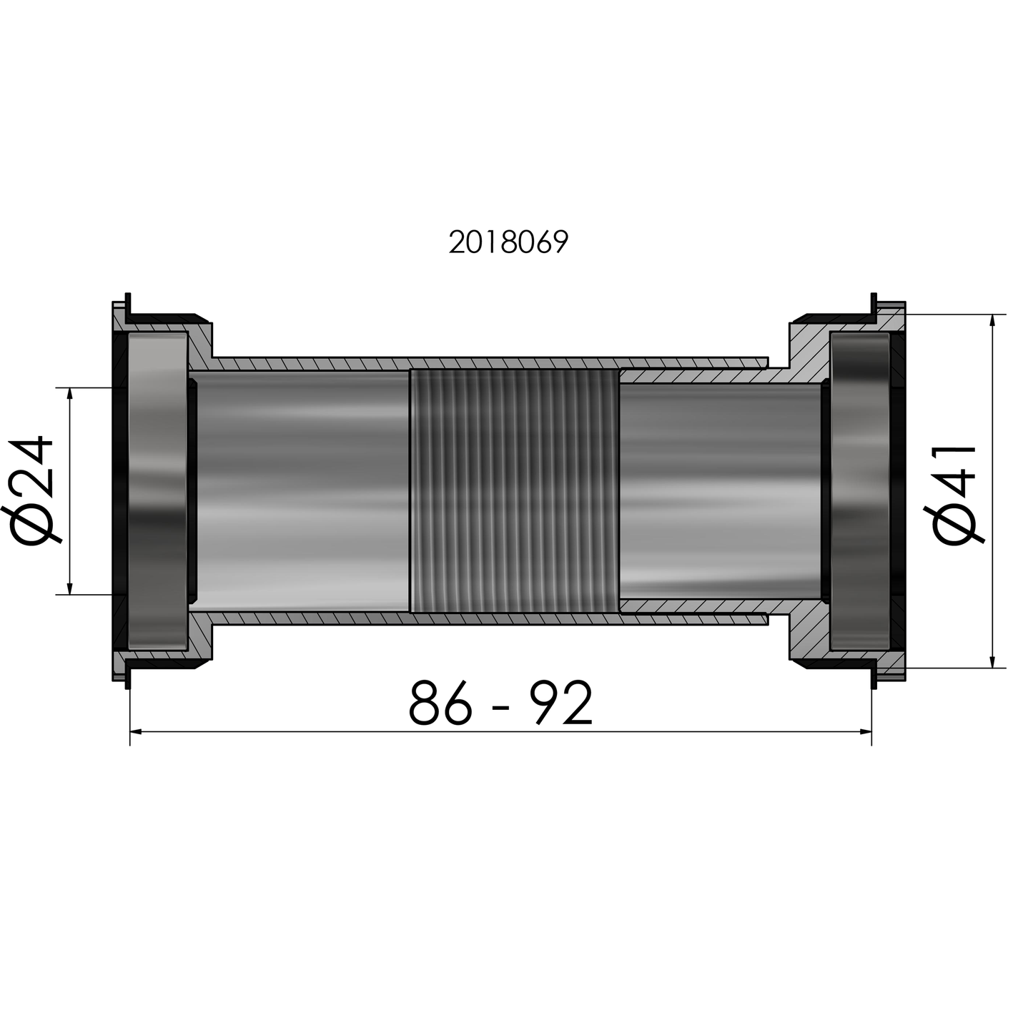 Eje de pedalier Elvedes Twist Fit BB86 BB92 Shimano