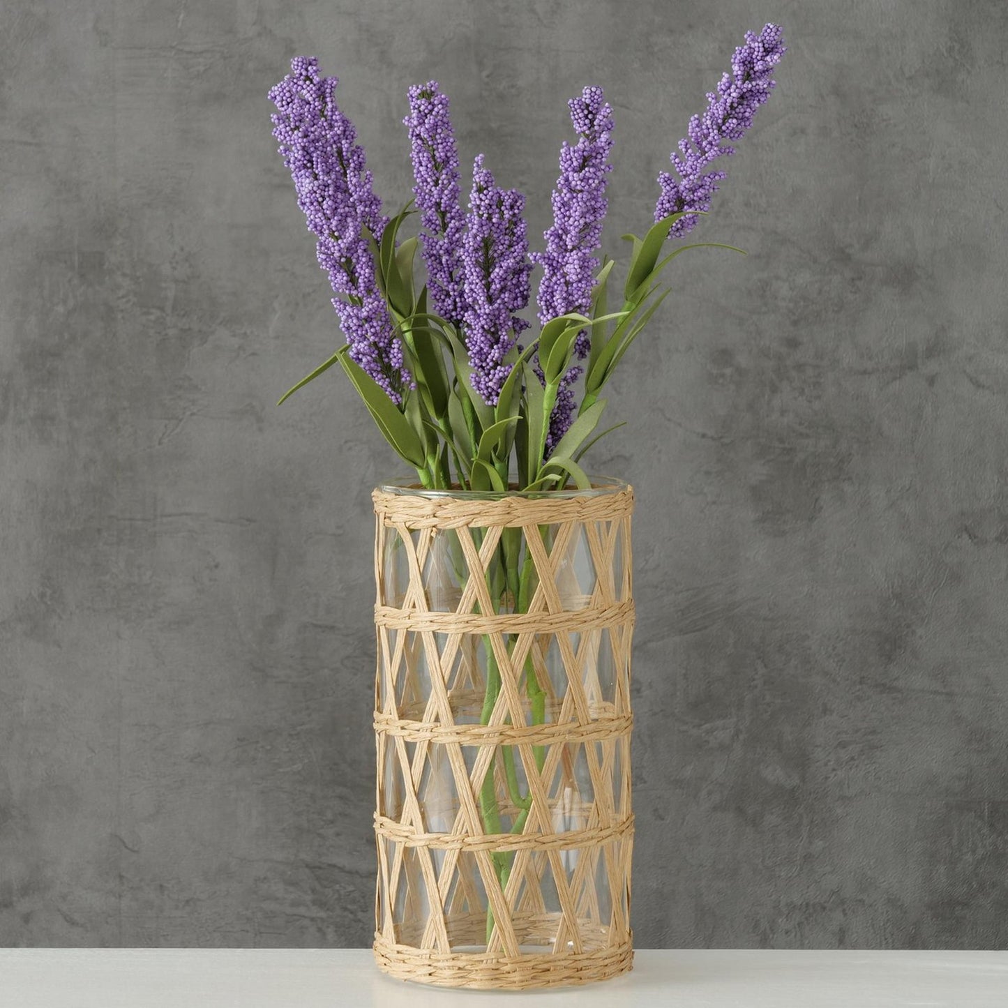 Boltze home vaso favro vetro seagrass ø11xh20cm