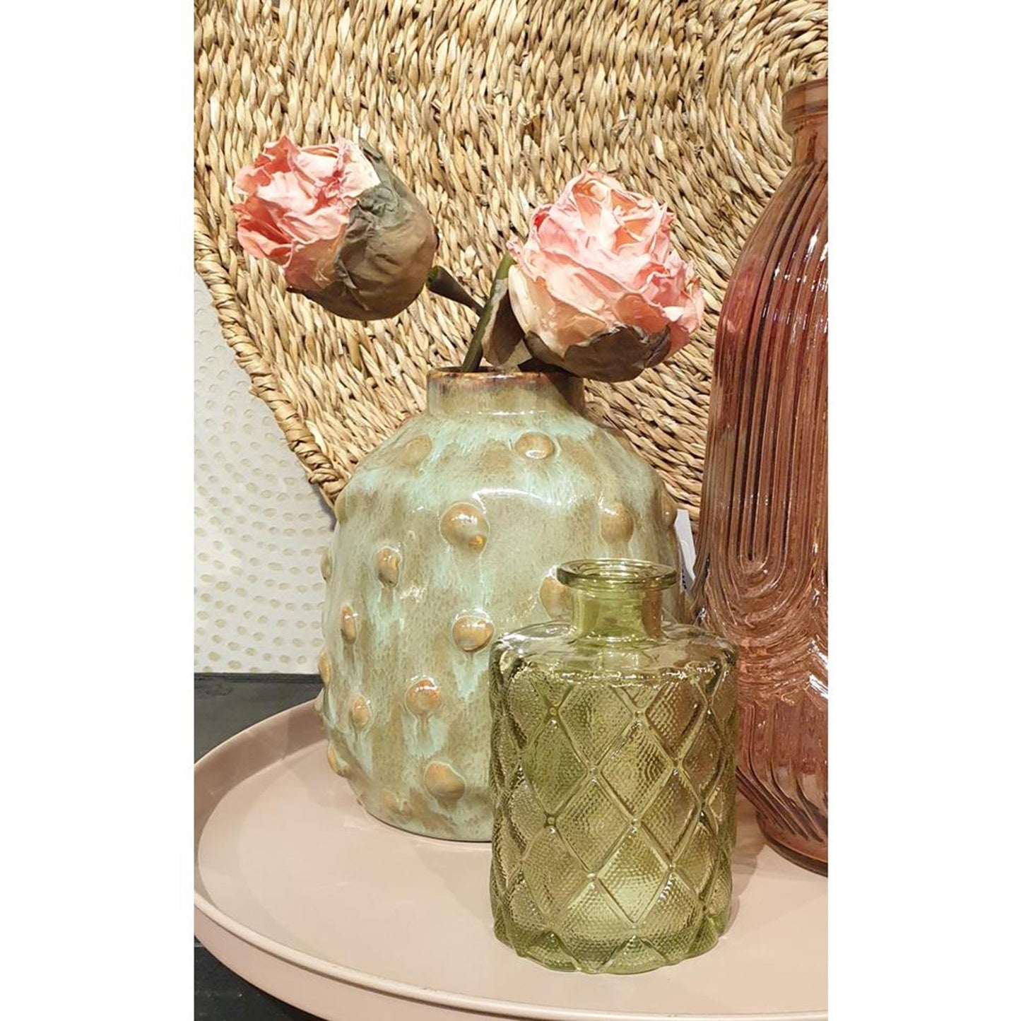Vaso Hbx natural living in ceramica ø10,5xh12cm verde oliva