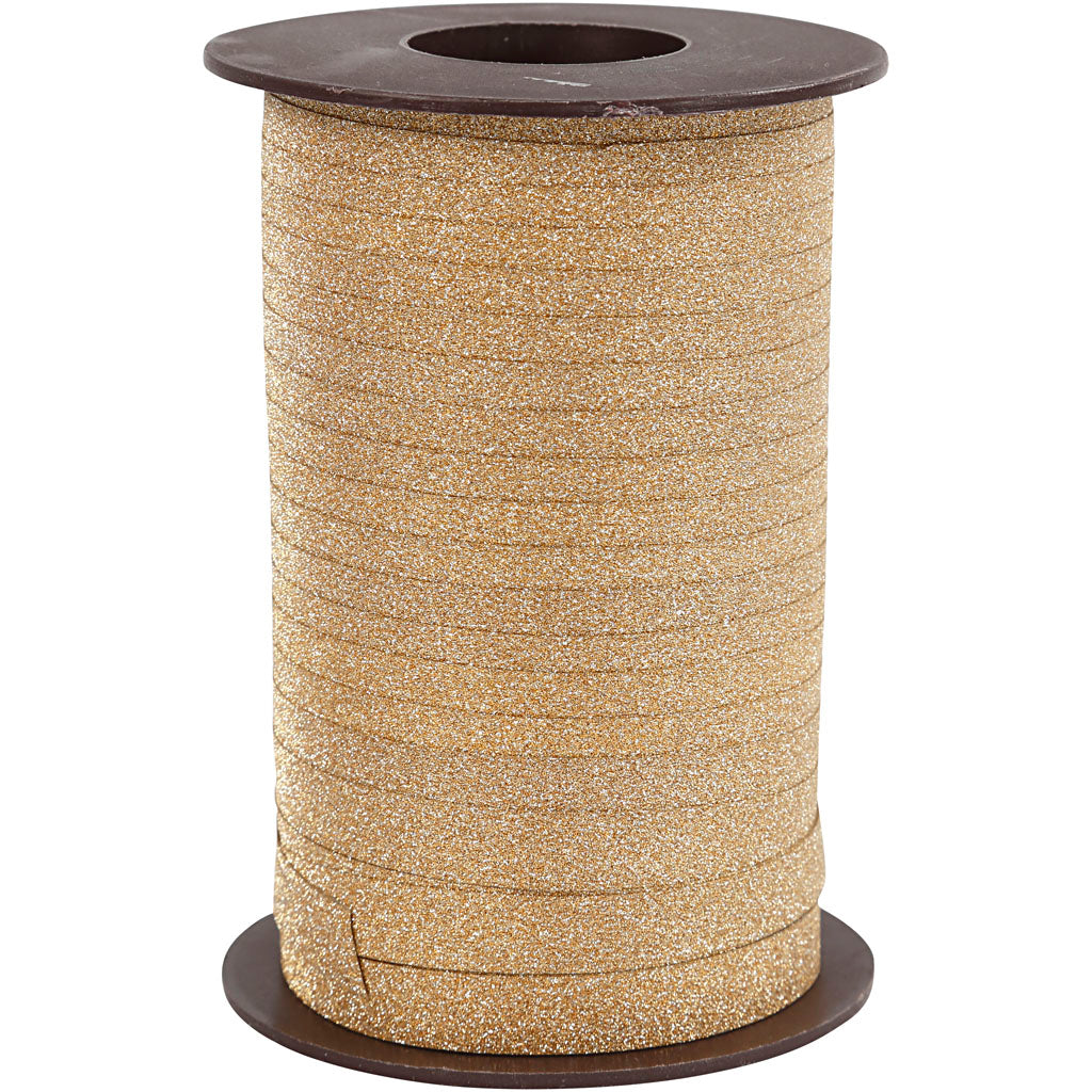 Cinta regalo empresa Creativ, ancho: 10 mm, purpurina, dorado, 100 m 1 rollo