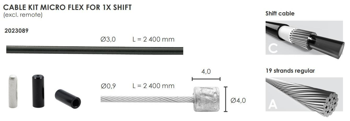 Kit de cable Elvedes Schakel Micro Flex Ø3.2 mm 2400 mm 2500 mm