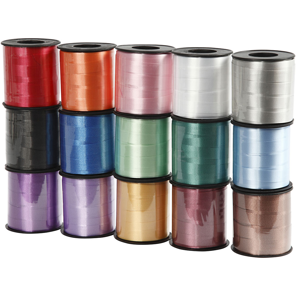 Nastro regalo aziendale Creativ, l: 10 mm, lucido, vari colori, 15x50 m 1 scatola