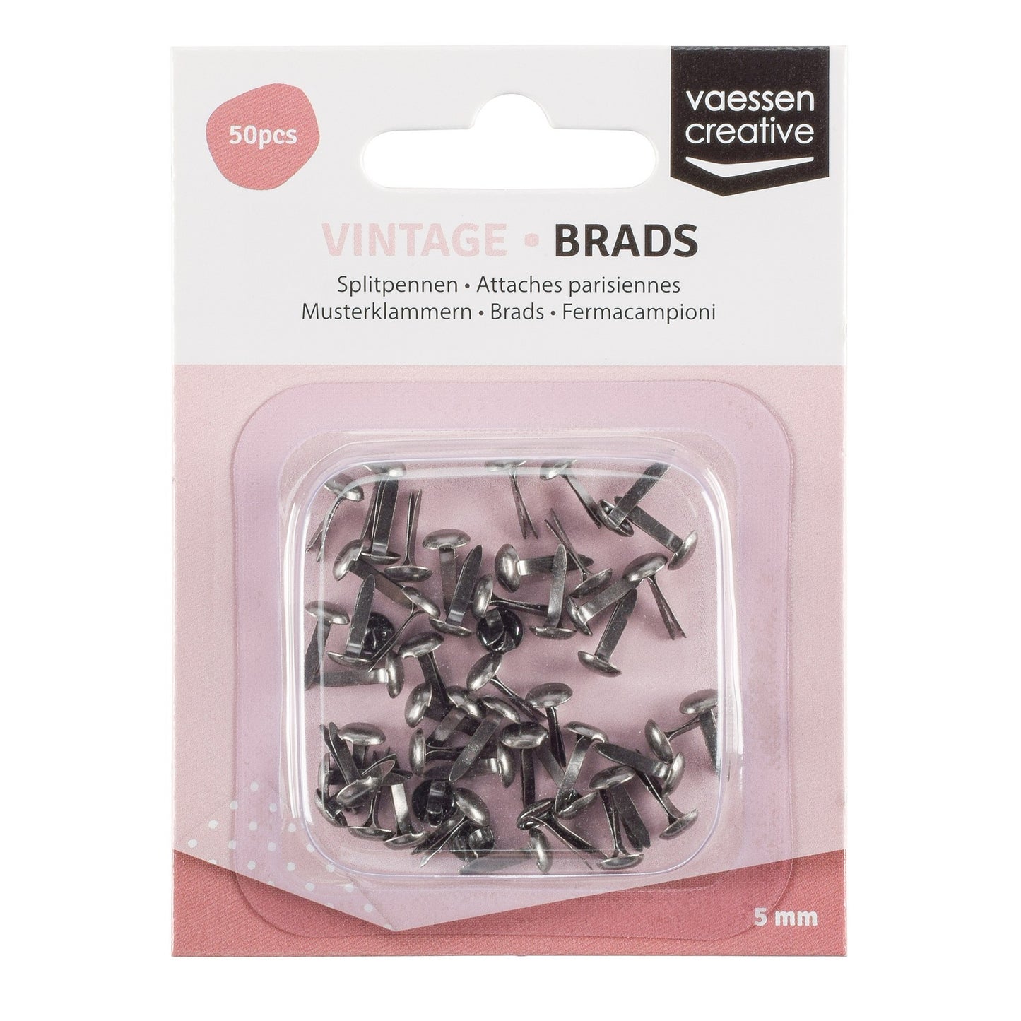 Vaessen creative • coppiglie vintage da 5 mm, argento antico