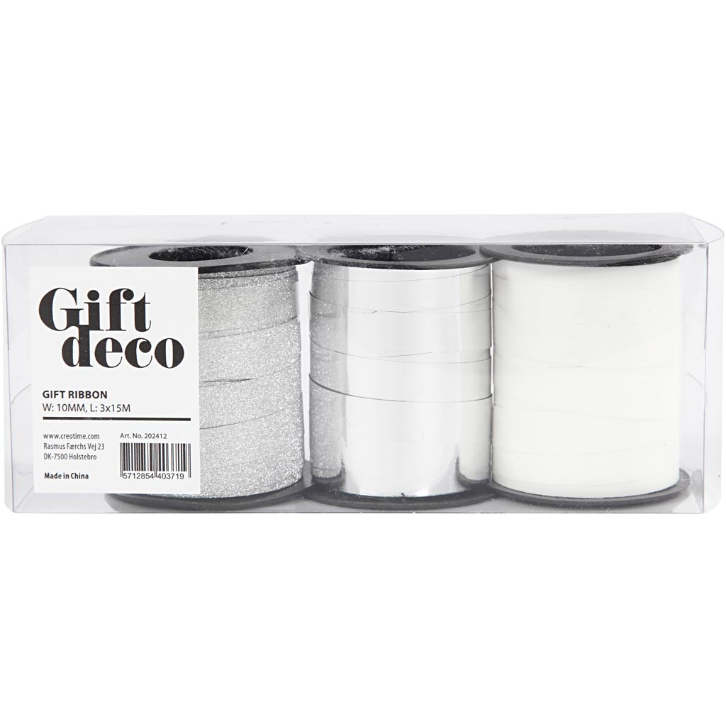 Http: www.cchobby.nl cadeaulint-b-10-mm-zilver-glitter-zilver-wit-3x15-m-1-doos