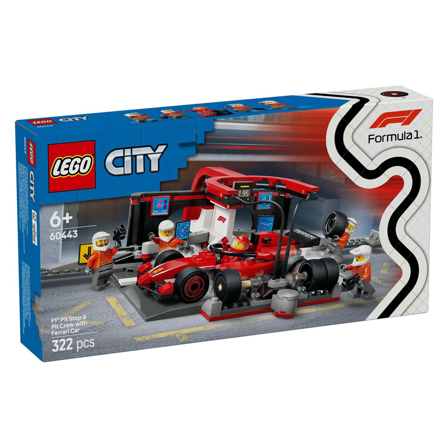 LEGO LEGO CITY 60443 F1 Pitstop e pitcher con Ferrari Auto