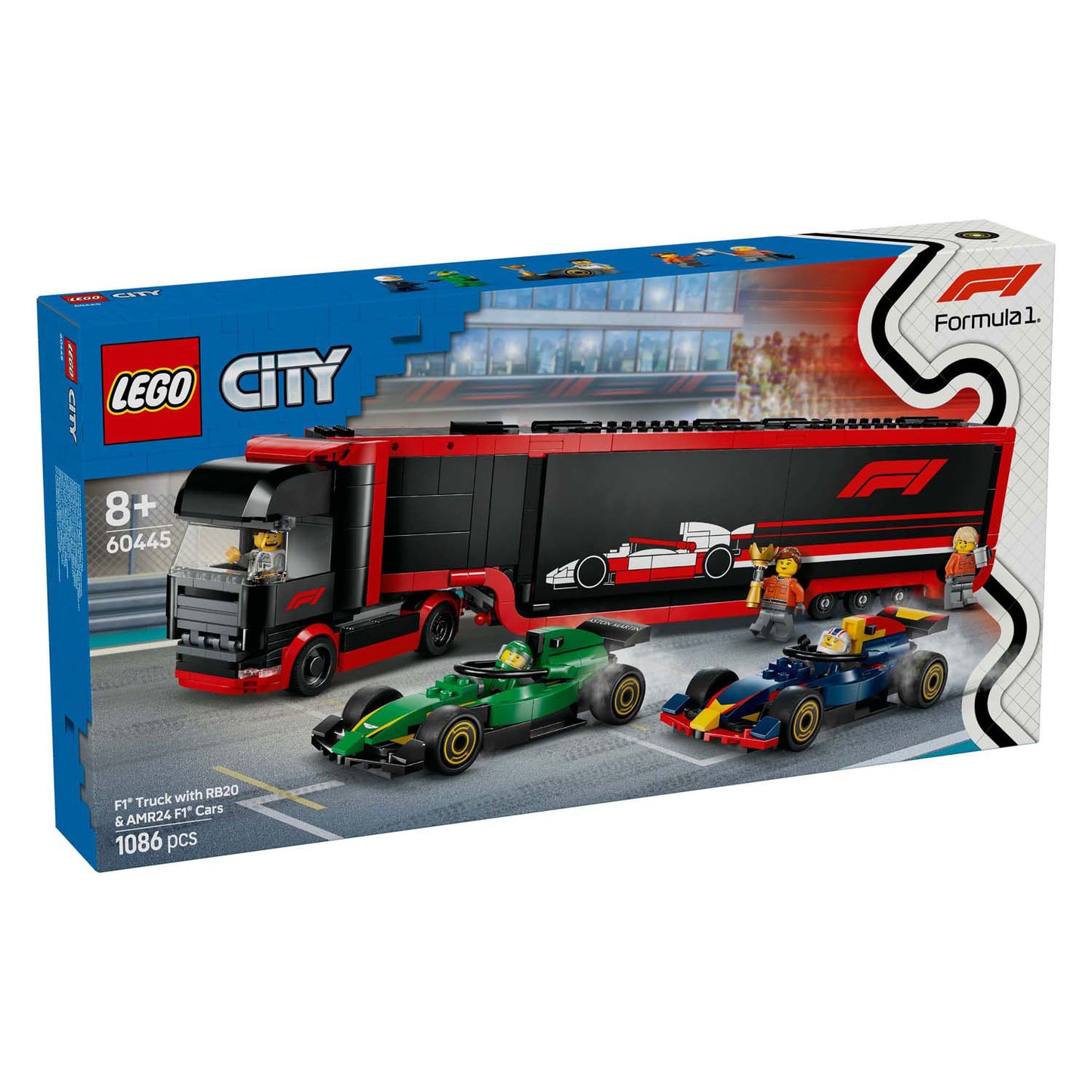 Lego Lego City 60445 F1 Truck con auto RB20 e AMR24 F1