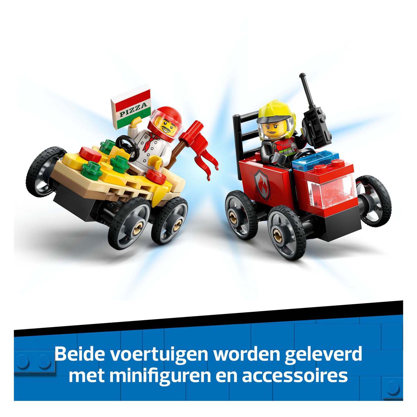 Pacchetto di auto da corsa LEGO LEGO 60458: camion stelo pizza vs. camion dei pompieri