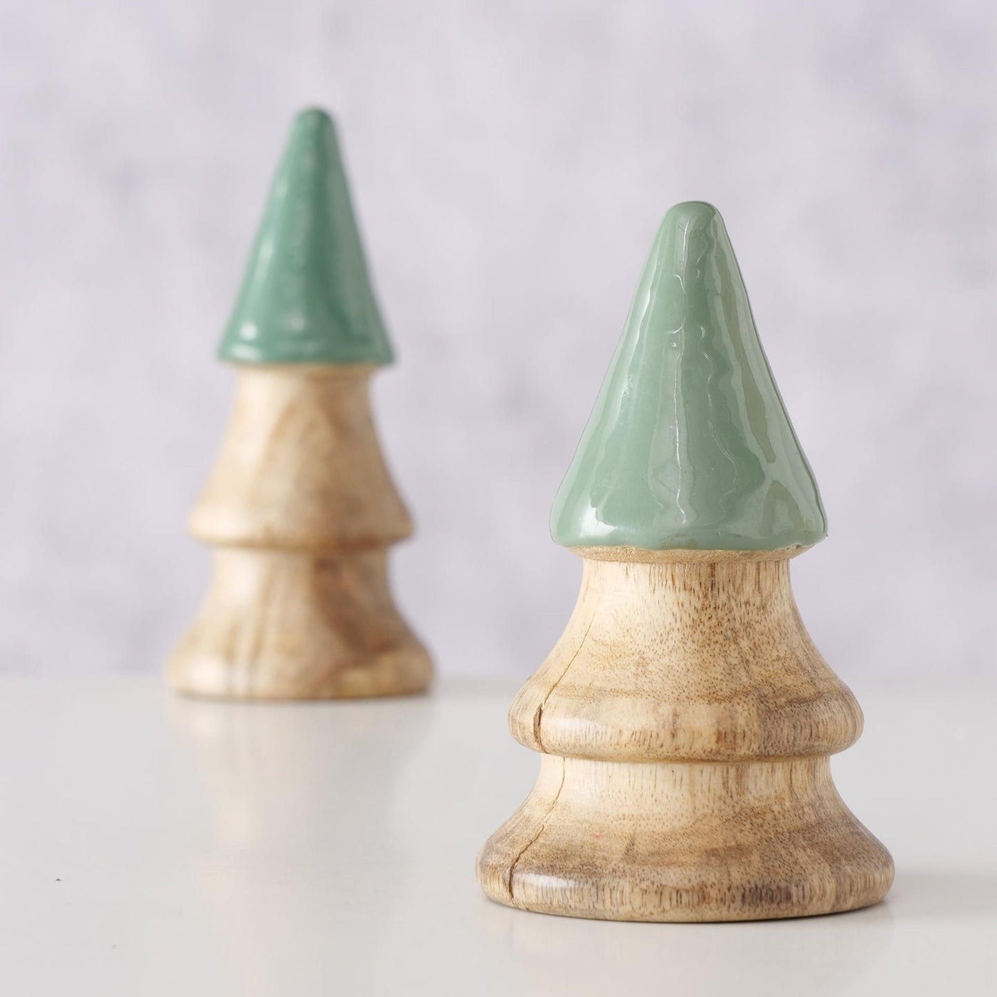 Boltze home Alberi di Natale in legno set da 2 pezzi h11 e h13