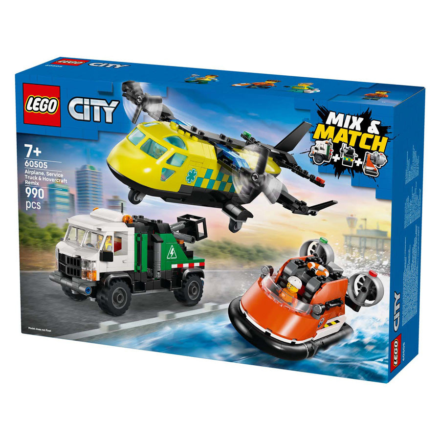 Remix di aereo, camion di servizio e hovercraft Lego City 60505