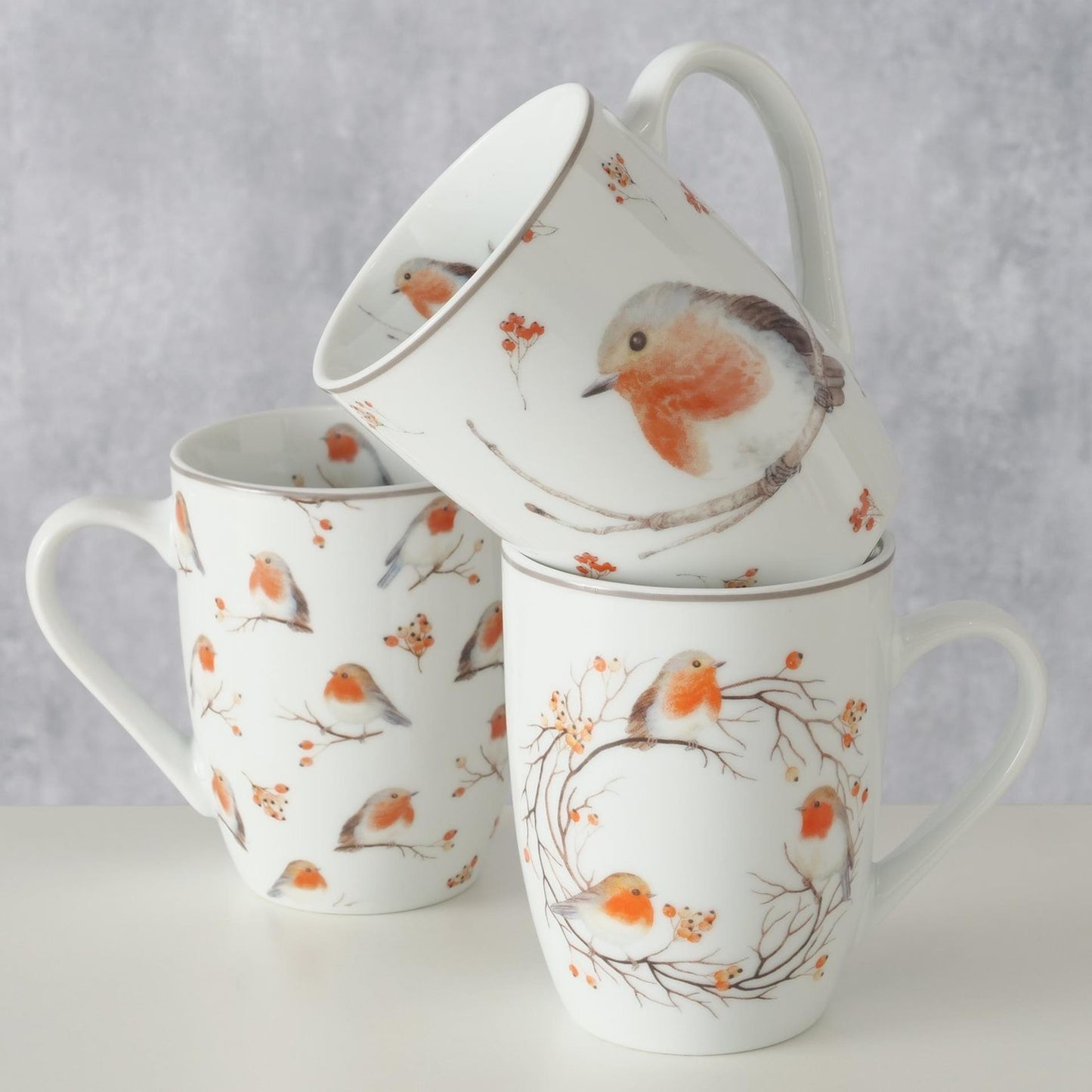 Boltze Home Cup Ruby Robin 330ml in porcellana