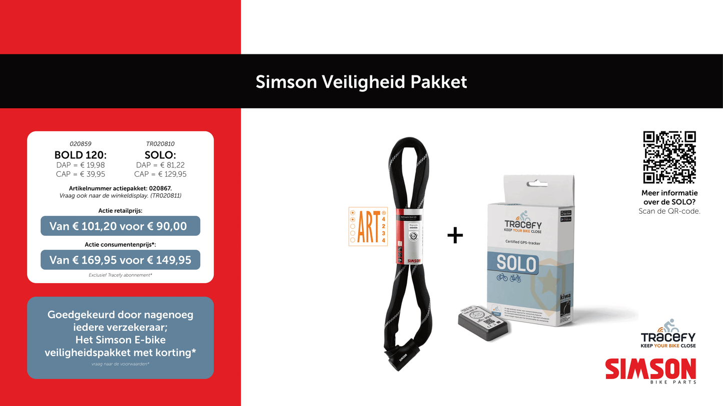 Simson bold 120 + pacchetto di sicurezza solo tracefy