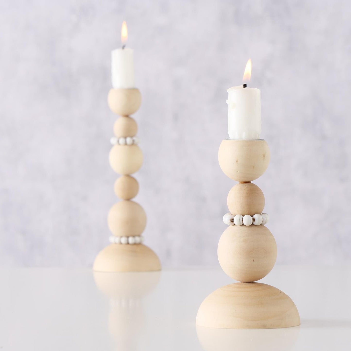 Boltze home candelabro cuentas 2 piezas h20cm madera