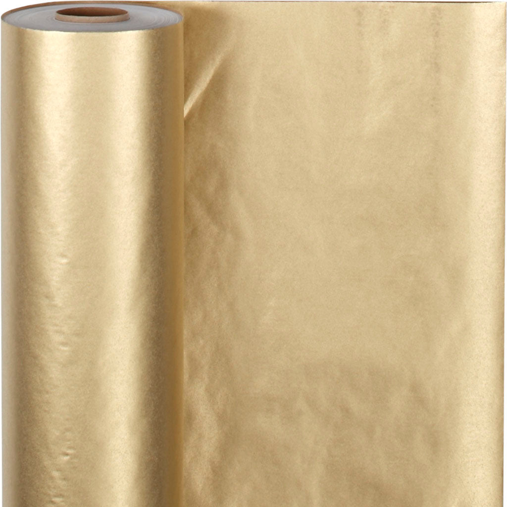 Papel de regalo Vivi Gade, A: 50 cm, 60 gr, dorado, 100 m 1 rollo