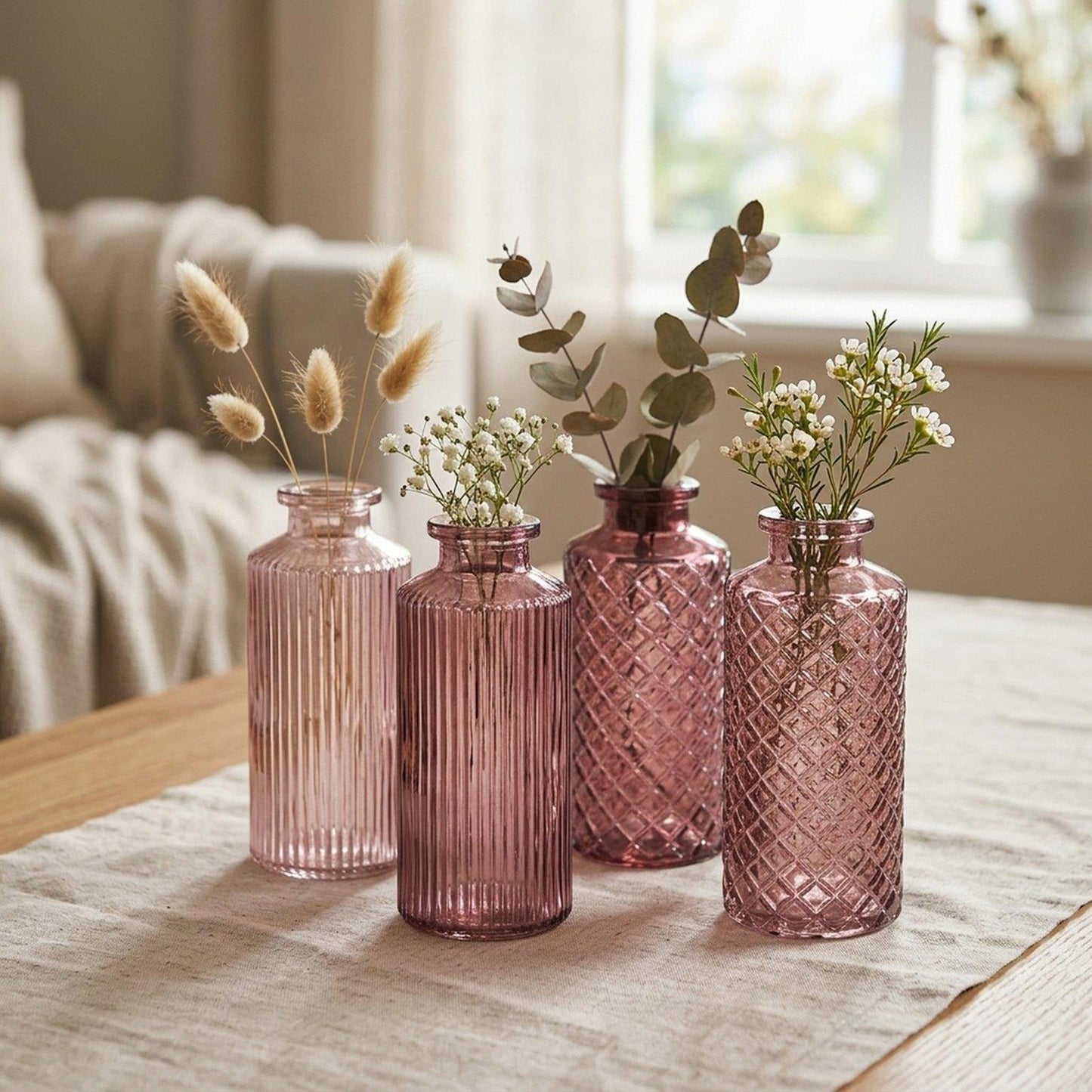 Boltze home jarrón rosa 4 piezas ø6cm