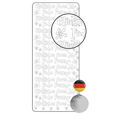 Vaessen creative • adesivo 10x23 cm 10 pezzi argento vari testi in tedesco