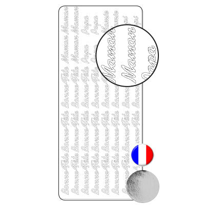 Vaessen creative • adesivo 10x23 cm 10 pezzi argento vari testi in francese