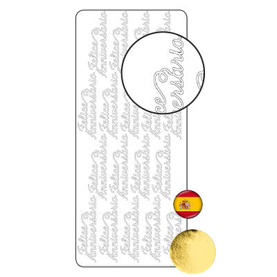 Vaessen creative • sticker 10x23cm 10pcs goud feliz anniversario