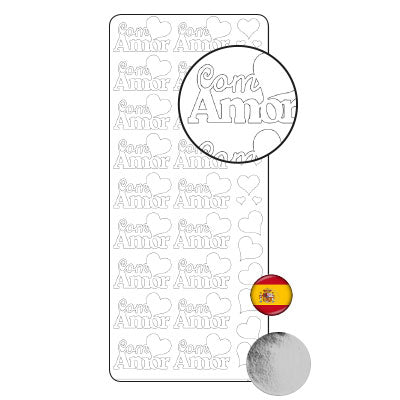Vaessen creative • adesivo 10x23 cm 10 pezzi argento com amor