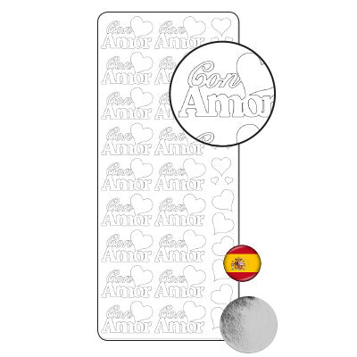 Vaessen creative • pegatina 10x23cm 10ud plata con amor