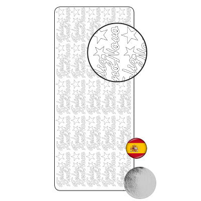 Vaessen creative • pegatina 10x23cm 10ud plata feliz año novo